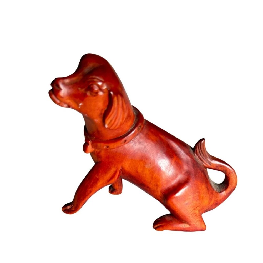 Vintage Boxwood Hand-Carved Japanese Netsuke Dogs - Sitting & Playful Poses - Picture 5 of 10